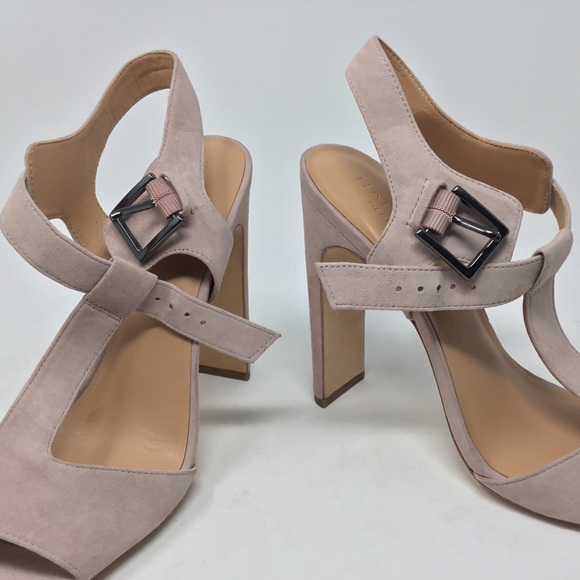 Halston Heritage Vera Pink T-strap Heeled Sandals. - Picture 13 of 14